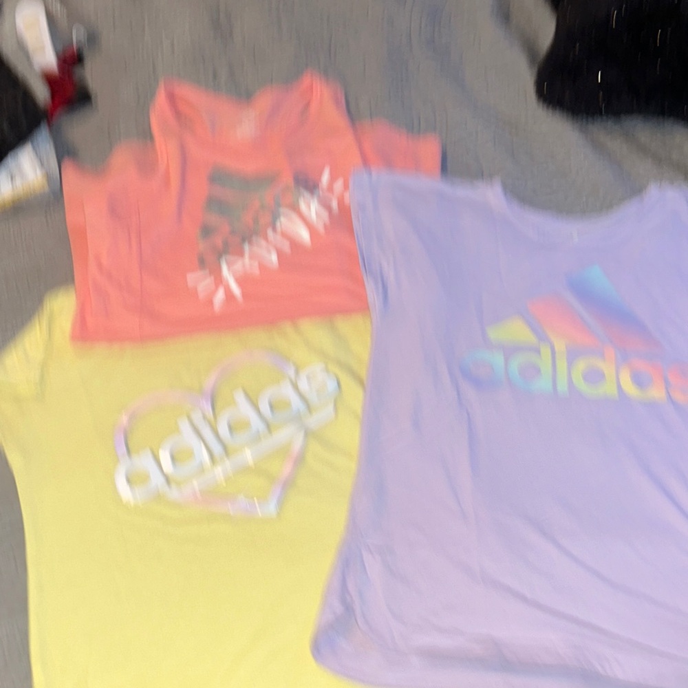 adidas Kids 3 Pack 1 Tank top and 2 Tees  Lavender, Coral & Yellow